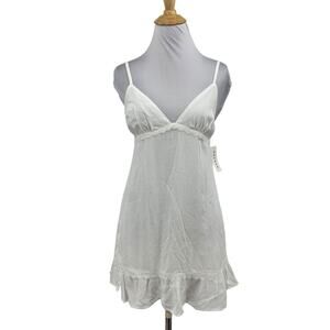 LA Hearts Dress Womens S Small White Straps Lace Trim Lined Back Zip Babydoll